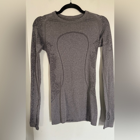 Lululemon Swiftly Tech Long Sleeve Lace Design Gray - Picture 4 of 7